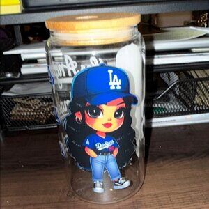 Themed Glass Cup with Cartoon Design